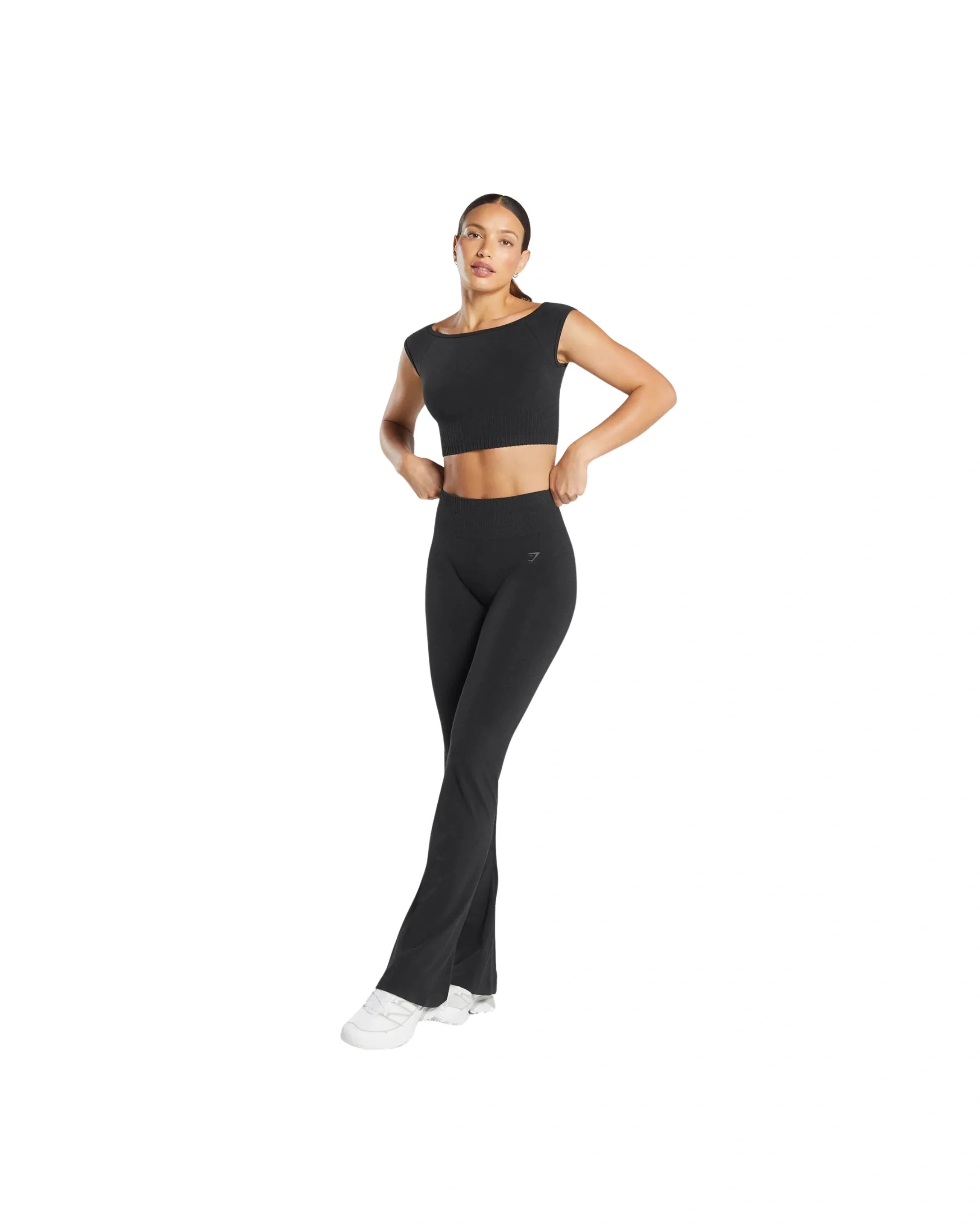Gymshark Luxe Seamless Flare Leggings Coal Marl - HypeFly India View 4