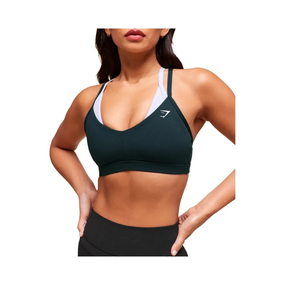 Gymshark Double Up Sports Bra - Medium Support Deep Petrol Blue/Smoke Blue - HypeFly India View 4