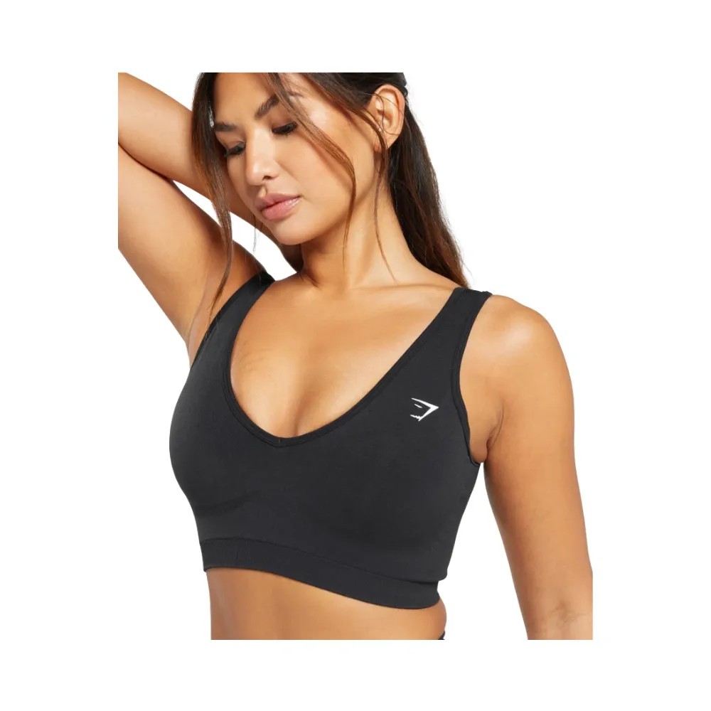 Gymshark Everyday Seamless Sports Bra Medium Support Black - HypeFly India View 3