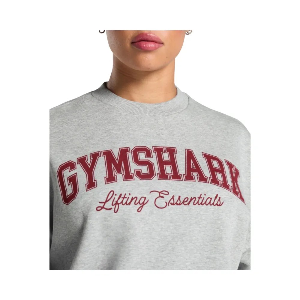 Gymshark Lifting Essentials Graphic Brushed Oversized Sweatshirt Light Grey Core Marl - HypeFly India View 5