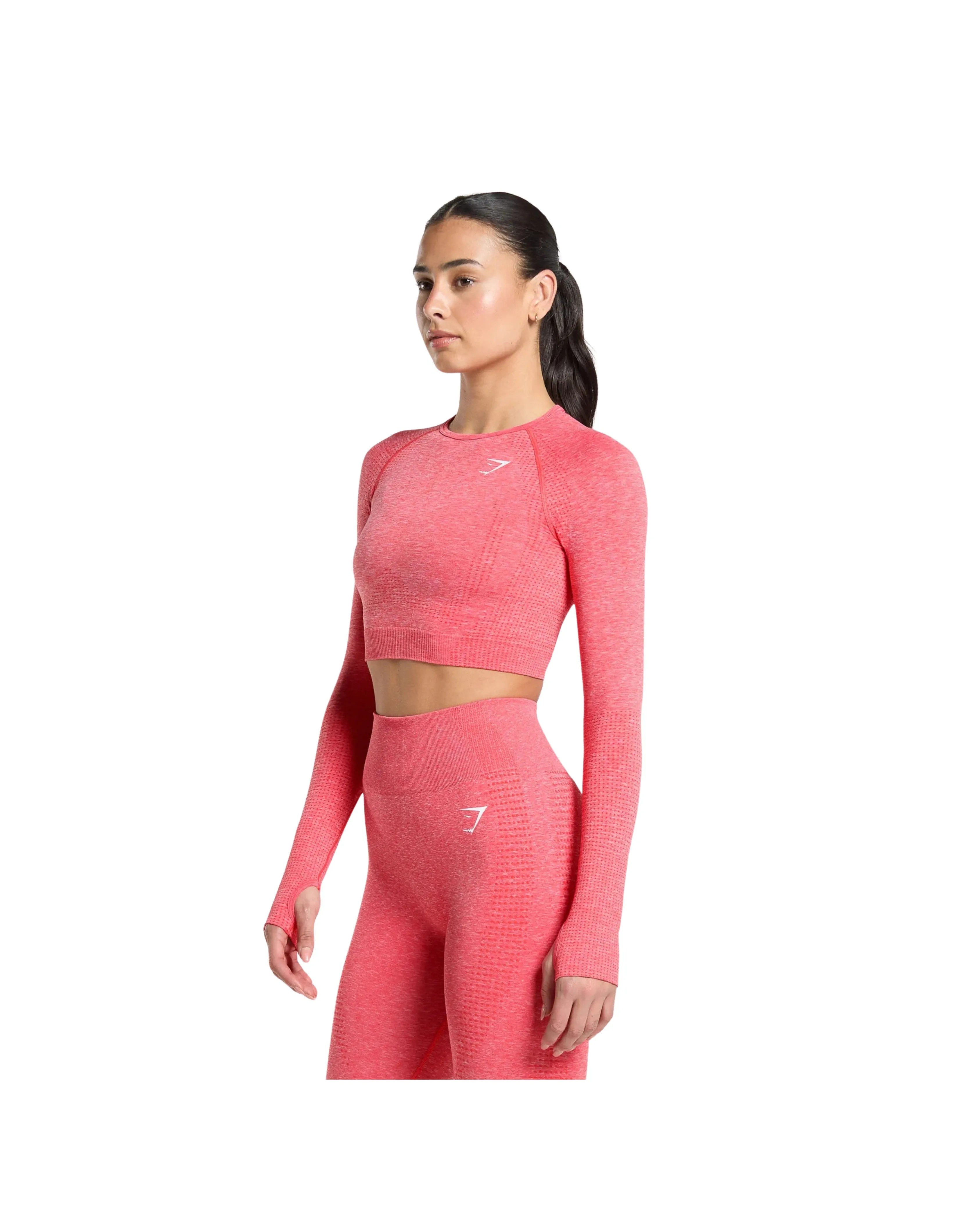 Gymshark Vital Crop Top Coral Red Marl - HypeFly India View 5