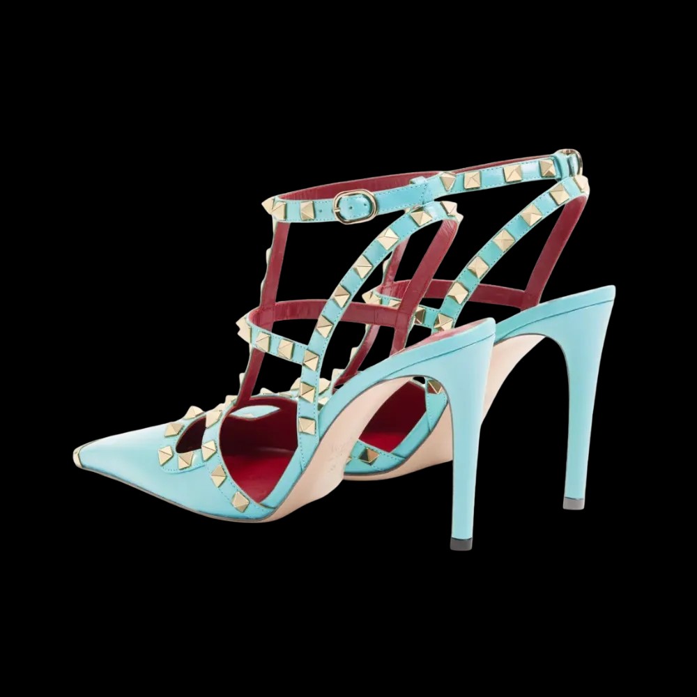 Valentino Rockstud Kidskin Pumps 100mm Azure - HypeFly India View 4