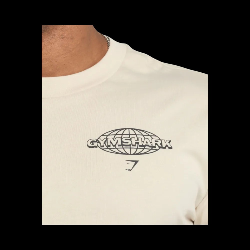Gymshark Worldwide T-Shirt Oversized Fit Cream Beige - HypeFly India View 3