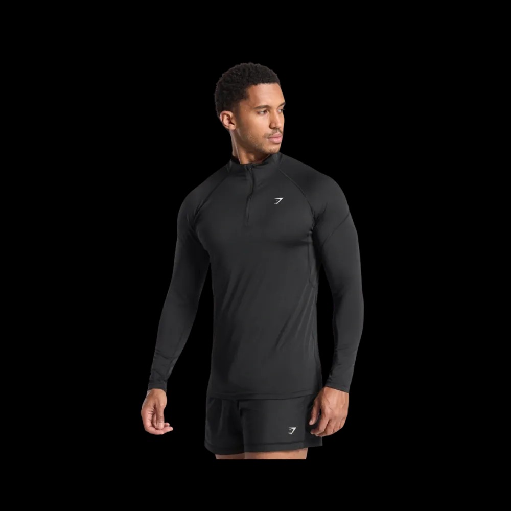 Gymshark Performance 1/4 Zip Slim Fit Black - HypeFly India View 2