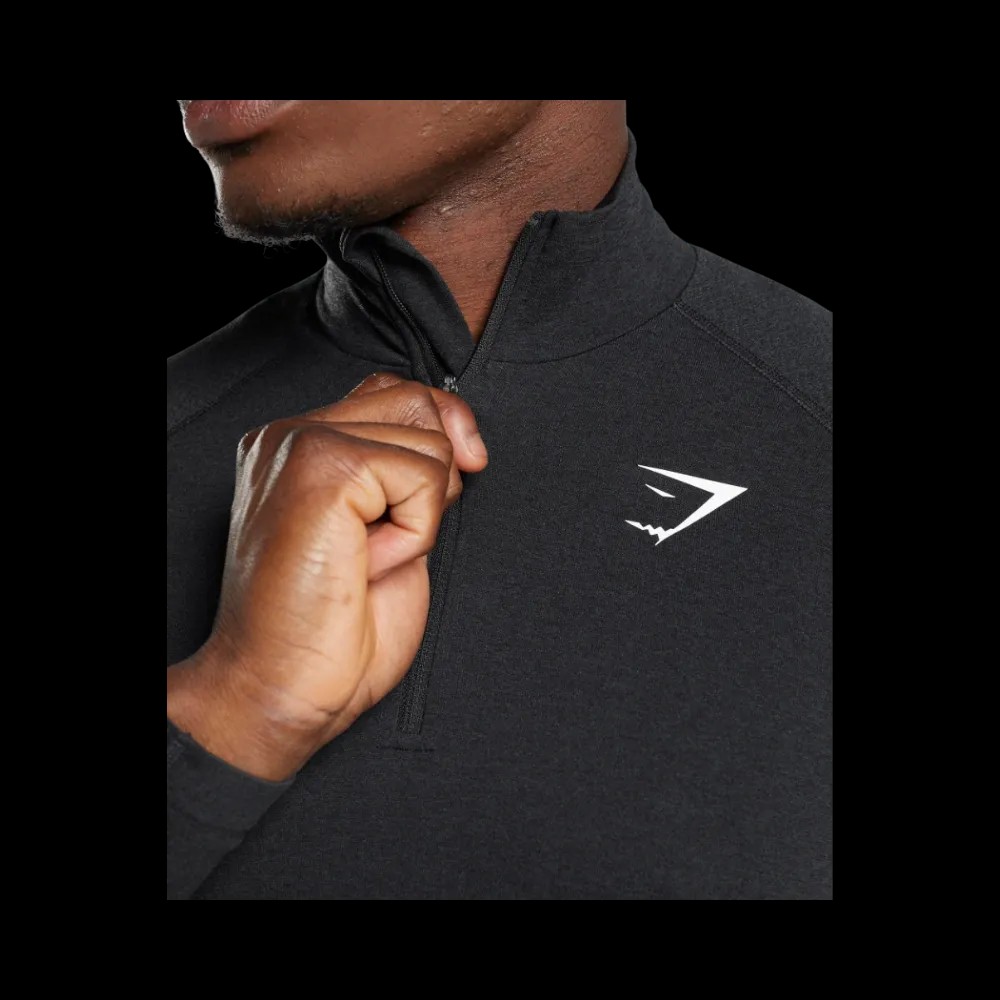 Gymshark Vital Seamless 1/4 Zip Slim Fit Black/Silhouette Grey - HypeFly India View 5