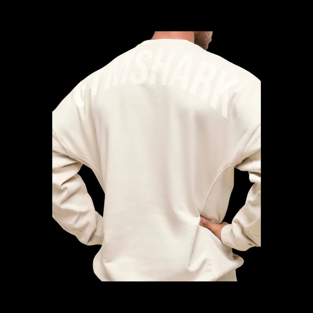Gymshark Power Crew Oversized Fit Oat White - HypeFly India View 5