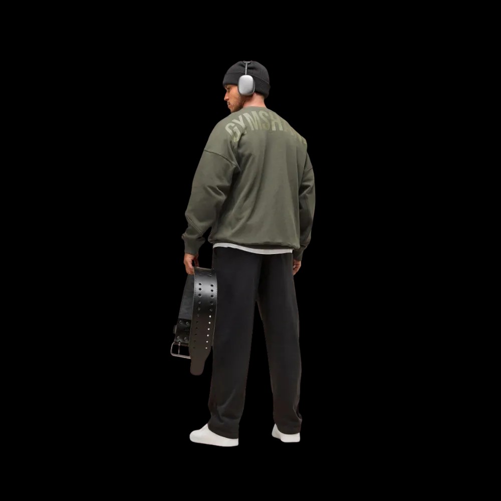 Gymshark Power Crew Oversized Fit Strength Green - HypeFly India View 2
