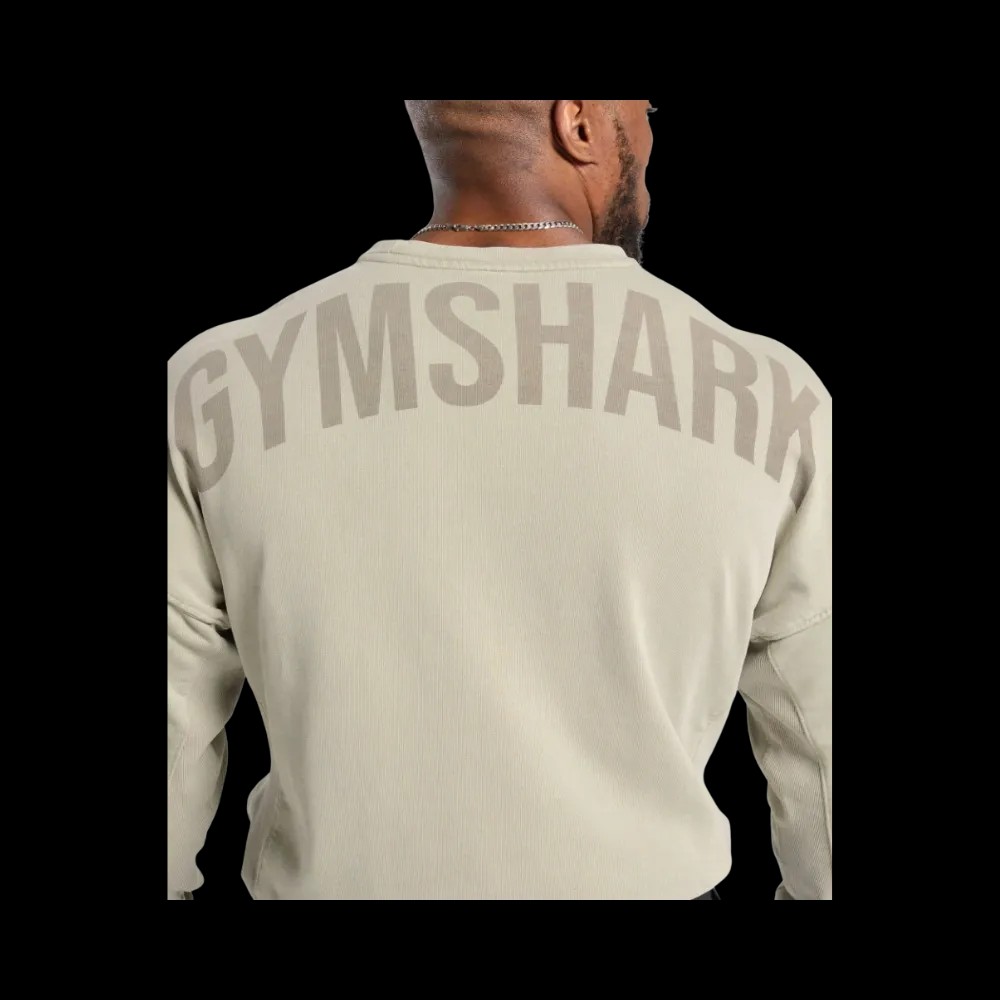 Gymshark Power Washed Crew Oversized Fit Ecru Brown - HypeFly India View 3
