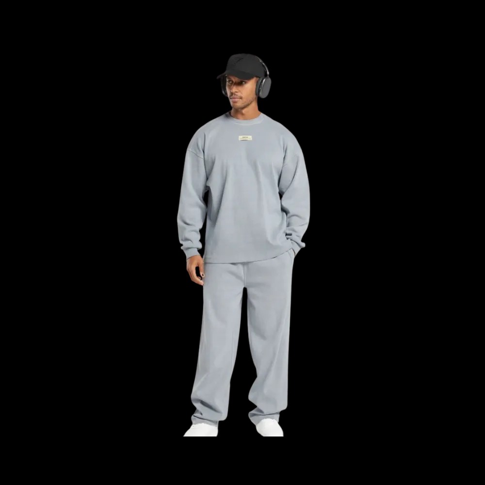 Gymshark Heavyweight Rib Crew Oversized Fit Denim Grey - HypeFly India View 2