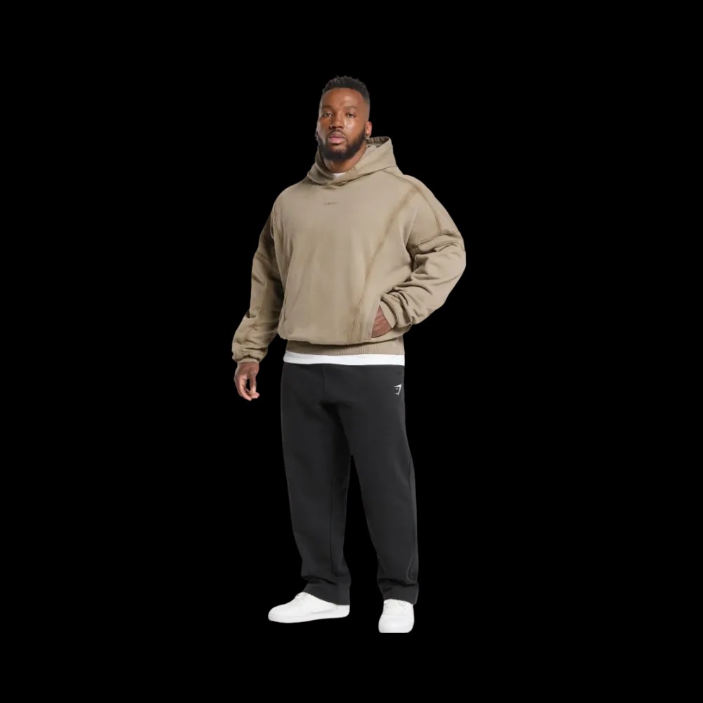Gymshark Heavyweight Hoodie Oversized Lifestyle Brown - HypeFly India View 2