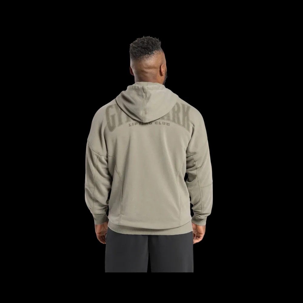 Gymshark Heritage Washed Hoodie Oversized Fit Utility Green - HypeFly India View 5