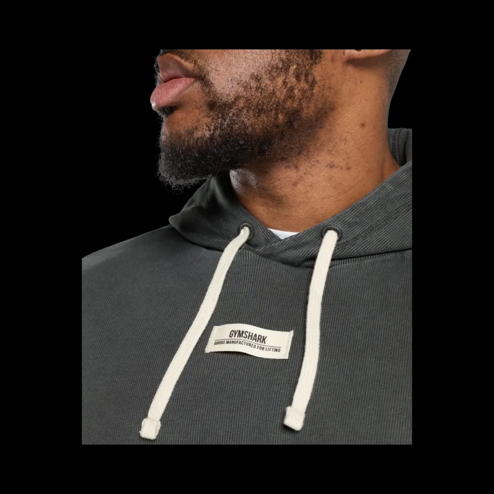 Gymshark Heavyweight Rib Hoodie Oversized Fit Asphalt Grey - HypeFly India View 5