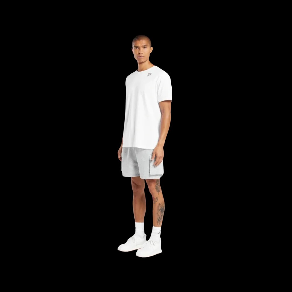 Gymshark Crest Cargo 7" Shorts Slim Fit Light Grey Marl - HypeFly India View 3