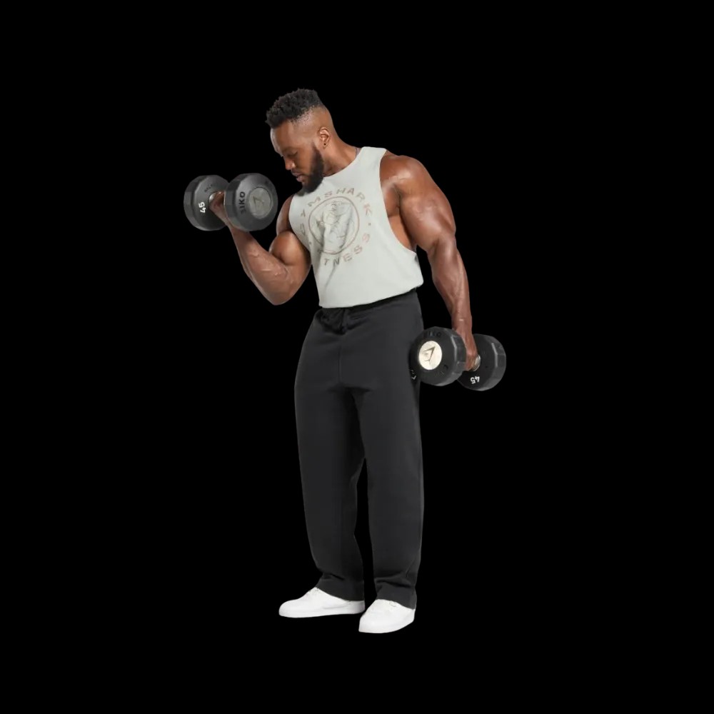 Gymshark Legacy Drop Arm Tank Slim Fit Stone Grey - HypeFly India View 3