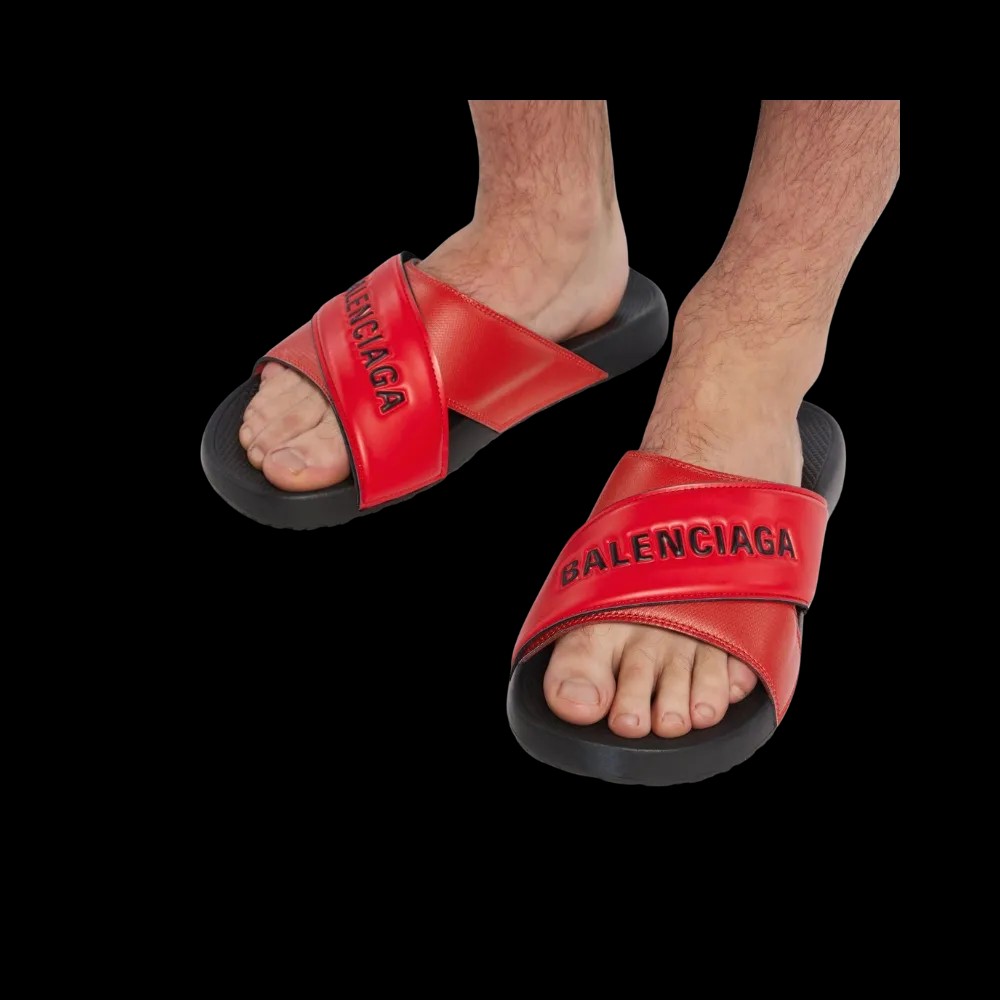 Balenciaga Sporty Pool Slide Sandal In Red - HypeFly India View 5