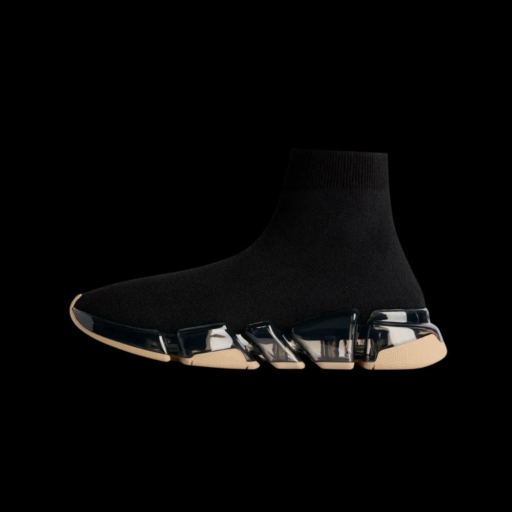 Balenciaga Speed 2.0 Full Clear Sole Recycled Knit Sneaker In Black - HypeFly India View 3