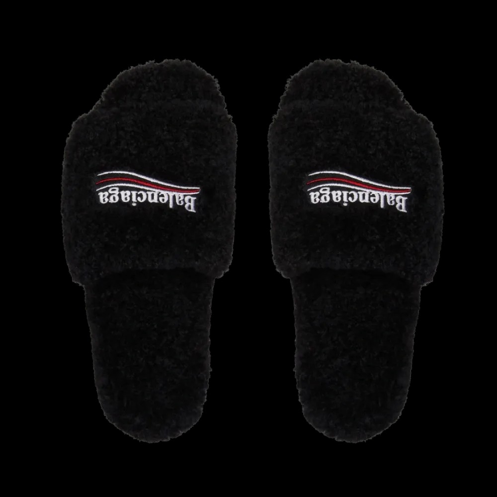 Balenciaga Furry Open Mule In Black - HypeFly India View 5