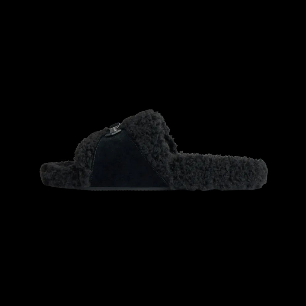 Balenciaga Furry Open Mule In Black - HypeFly India View 3