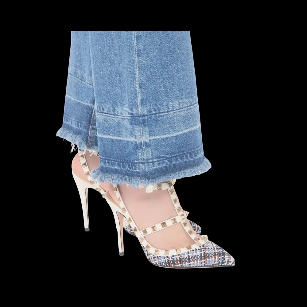 Valentino Rockstud Pumps In Woven Fabric 100mm Multicolor - HypeFly India View 5