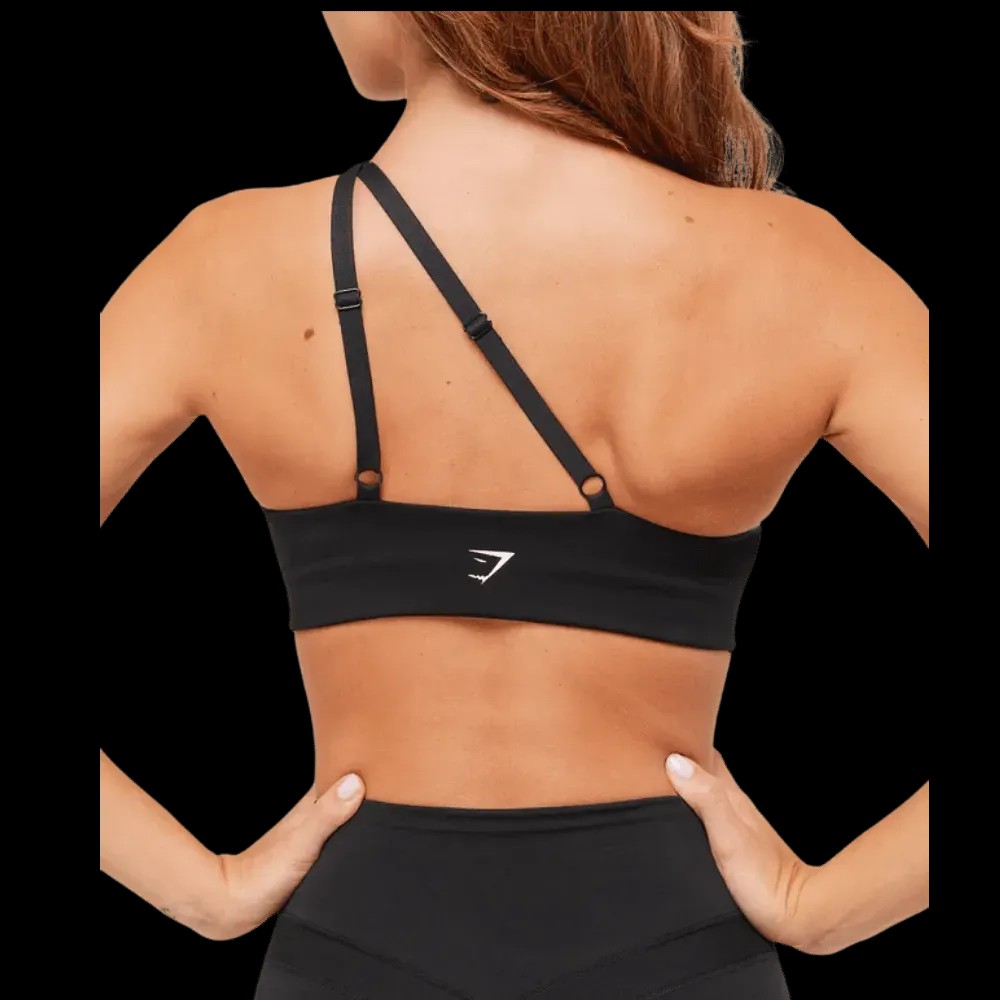 Gymshark One Shoulder Sports Bra Black - HypeFly India View 5