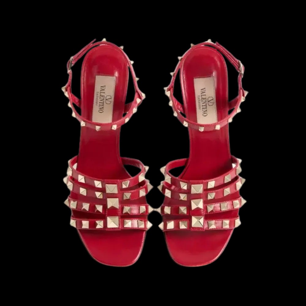 Valentino Rockstud Kidskin Sandal 100mm Red - HypeFly India View 2