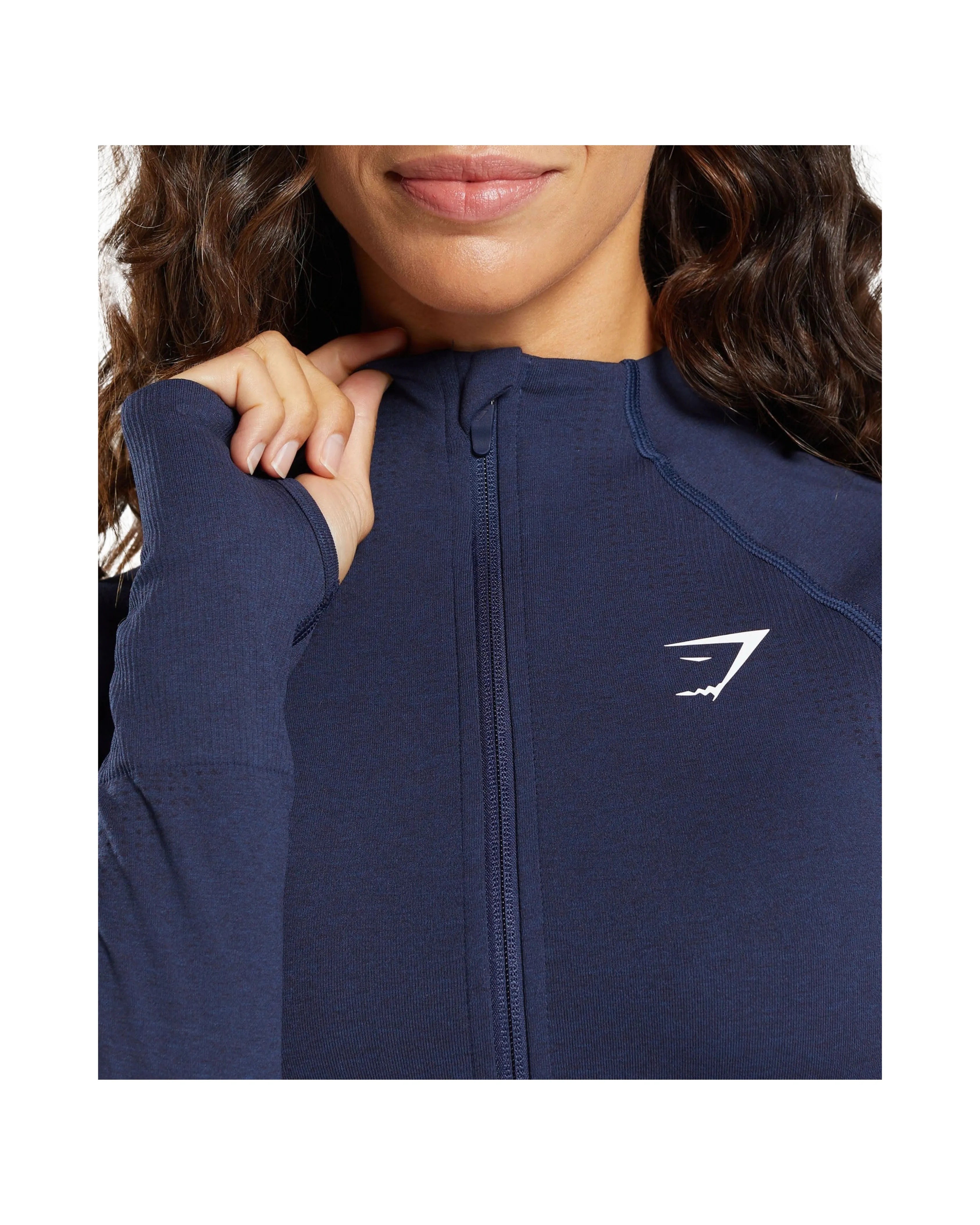 Gymshark Vital Midi Zip Up Jacket Heavy Blue Marl - HypeFly India View 5