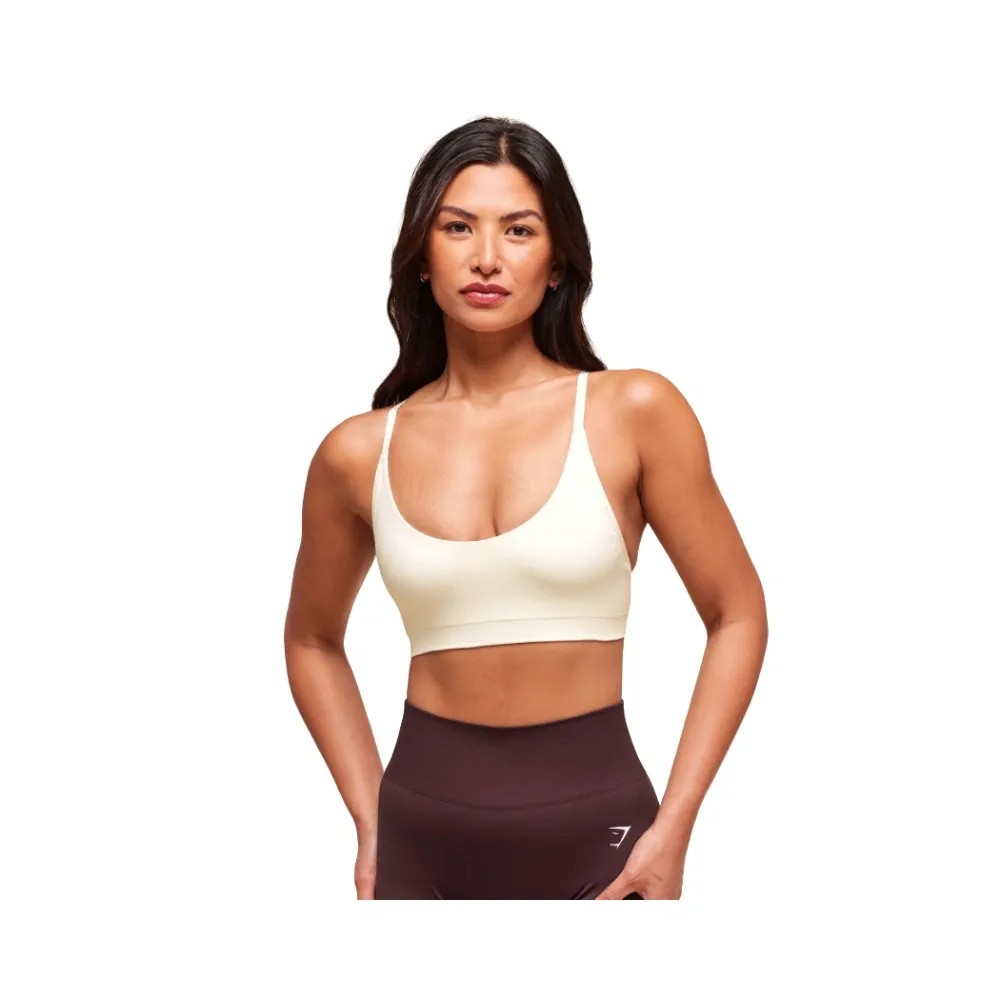 Gymshark Everyday Seamless Racerback Sports Bra - Light Support Soft White - HypeFly India View 3
