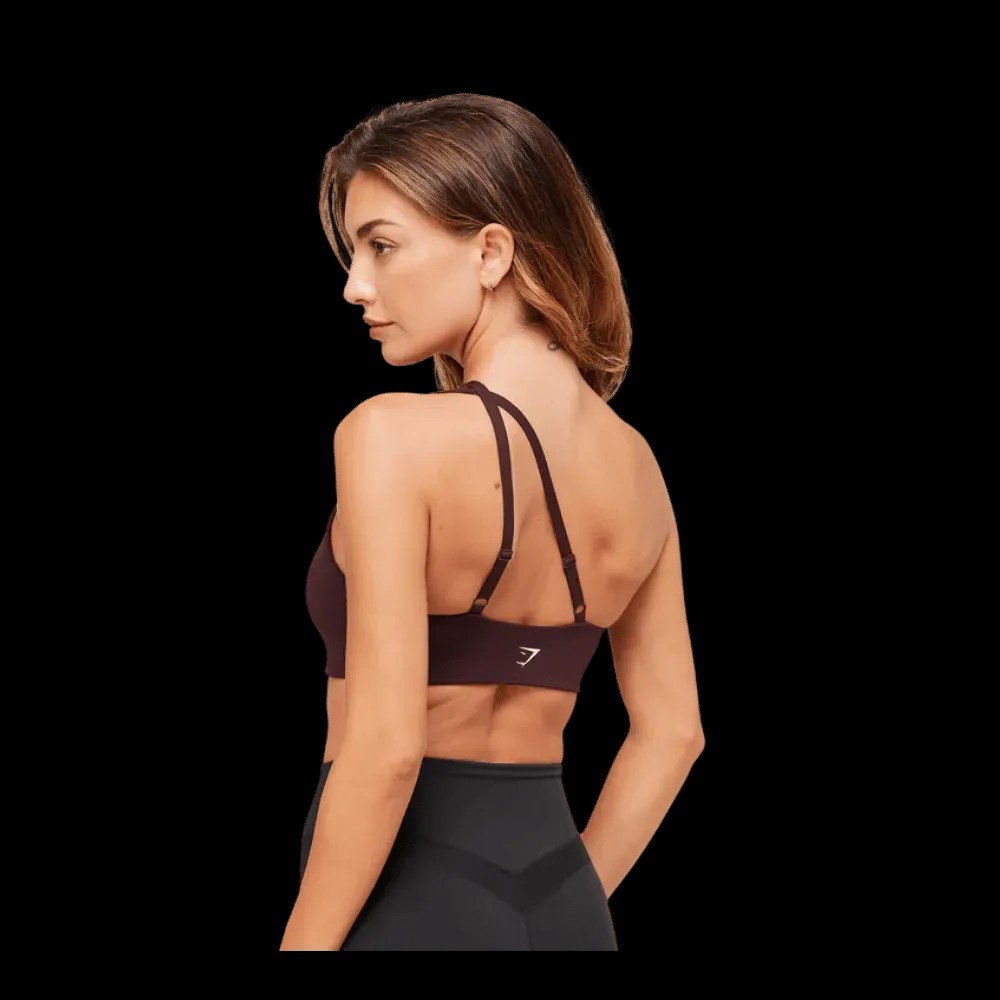 Gymshark One Shoulder Sports Bra Cherry Purple - HypeFly India View 2