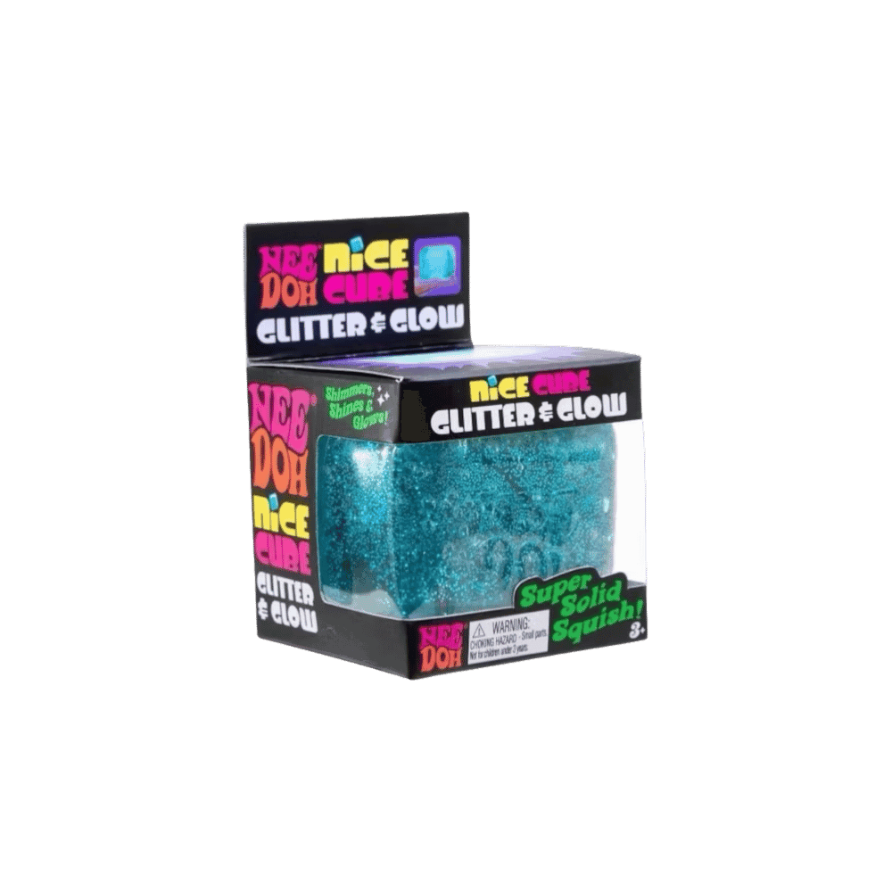 NeeDoh Nice Cube Glitter and Glow Squishy Fidget Toy Blue - HypeFly India View 1