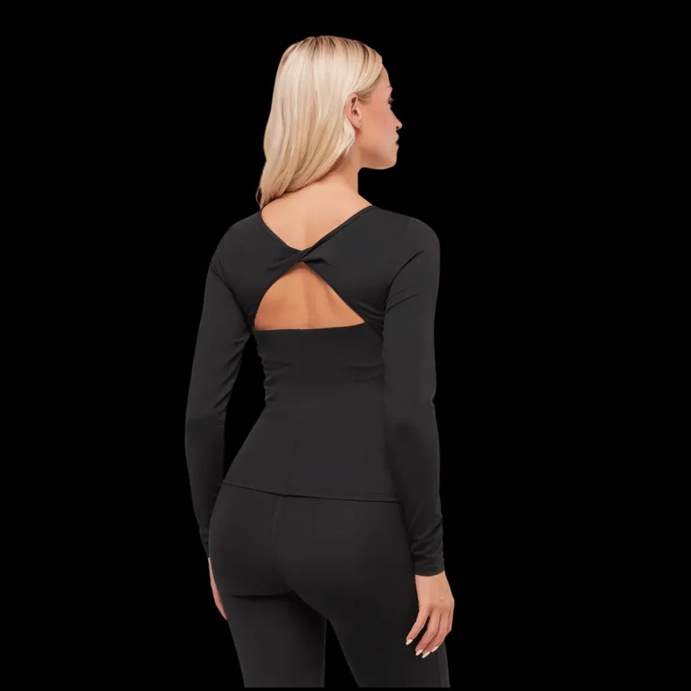 Gymshark Twist Back Long Sleeve Top Black - HypeFly India View 3