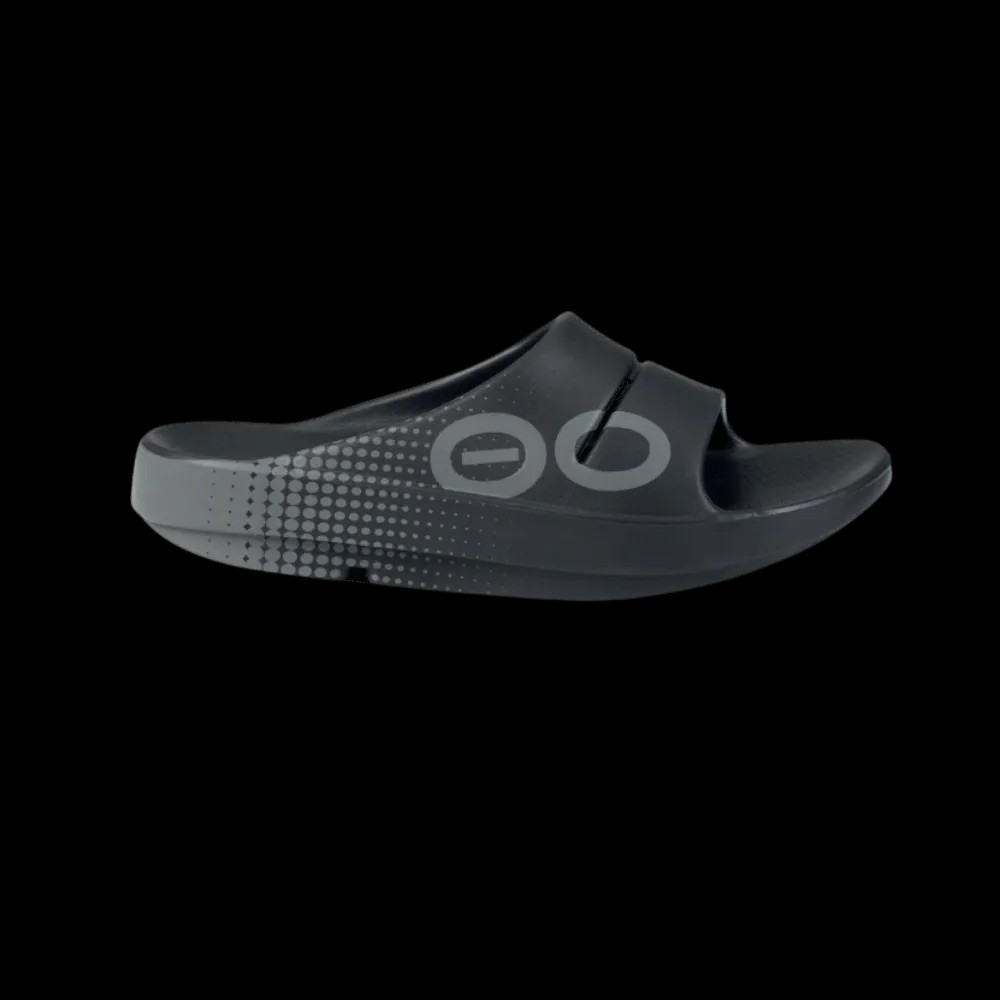 Oofos OOahh Sport Slide Sandal Black & Slate - HypeFly India View 1