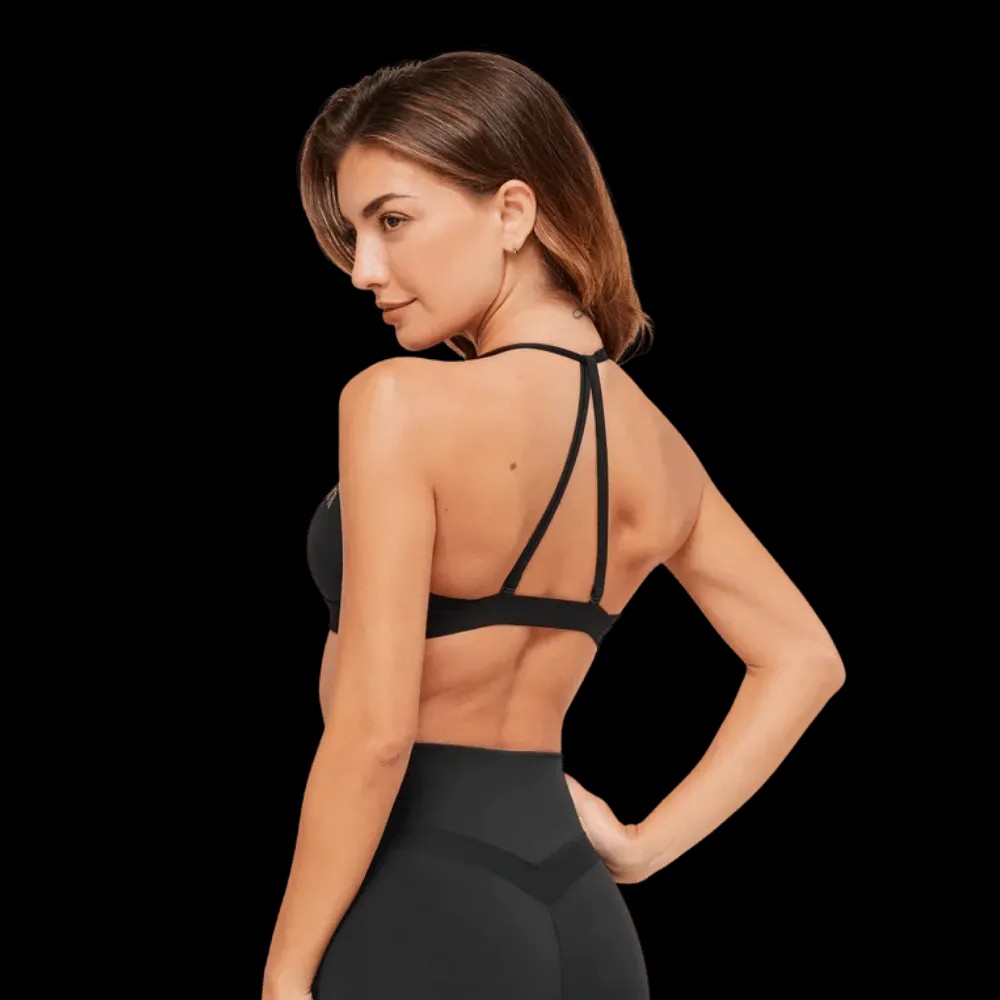 Gymshark Graphic Sports Bra Black - HypeFly India View 2