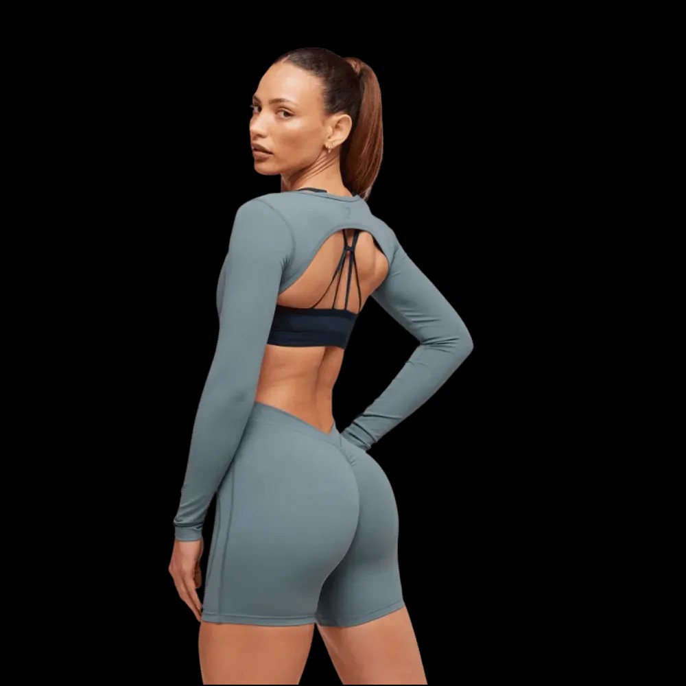 Gymshark Lifting Dipped Waistband All-In-One Iron Blue - HypeFly India View 5