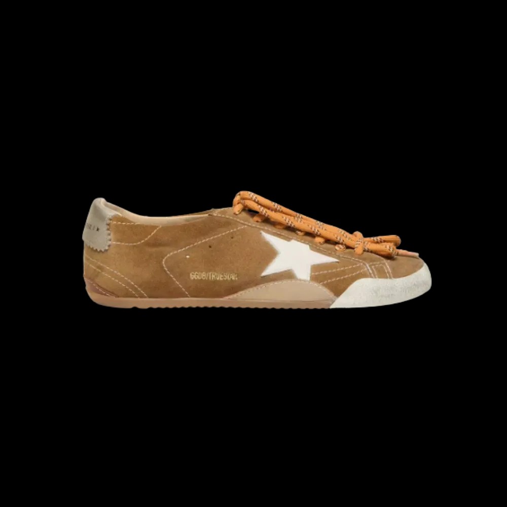 Golden Goose True-Star In Tobacco-Colored Suede With White Star And Platinum Heel Tab - HypeFly India View 1