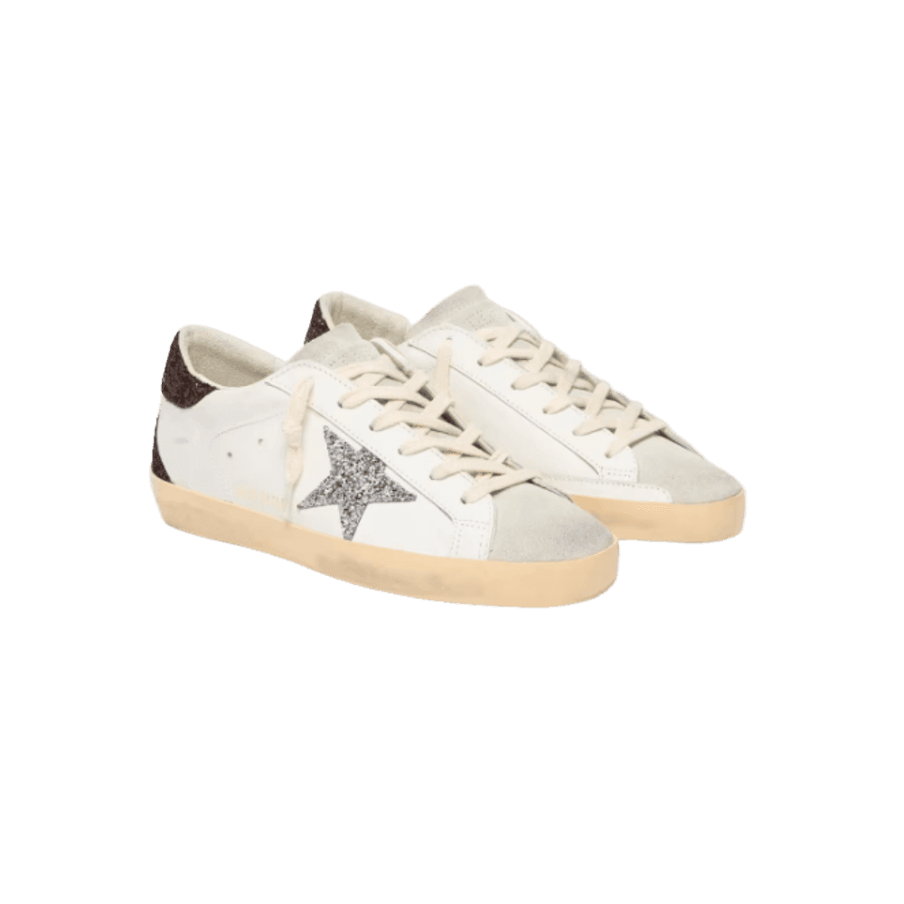 Golden Goose Super-Star With Silver Glitter Star And Brown Glitter Heel Tab - HypeFly India View 3