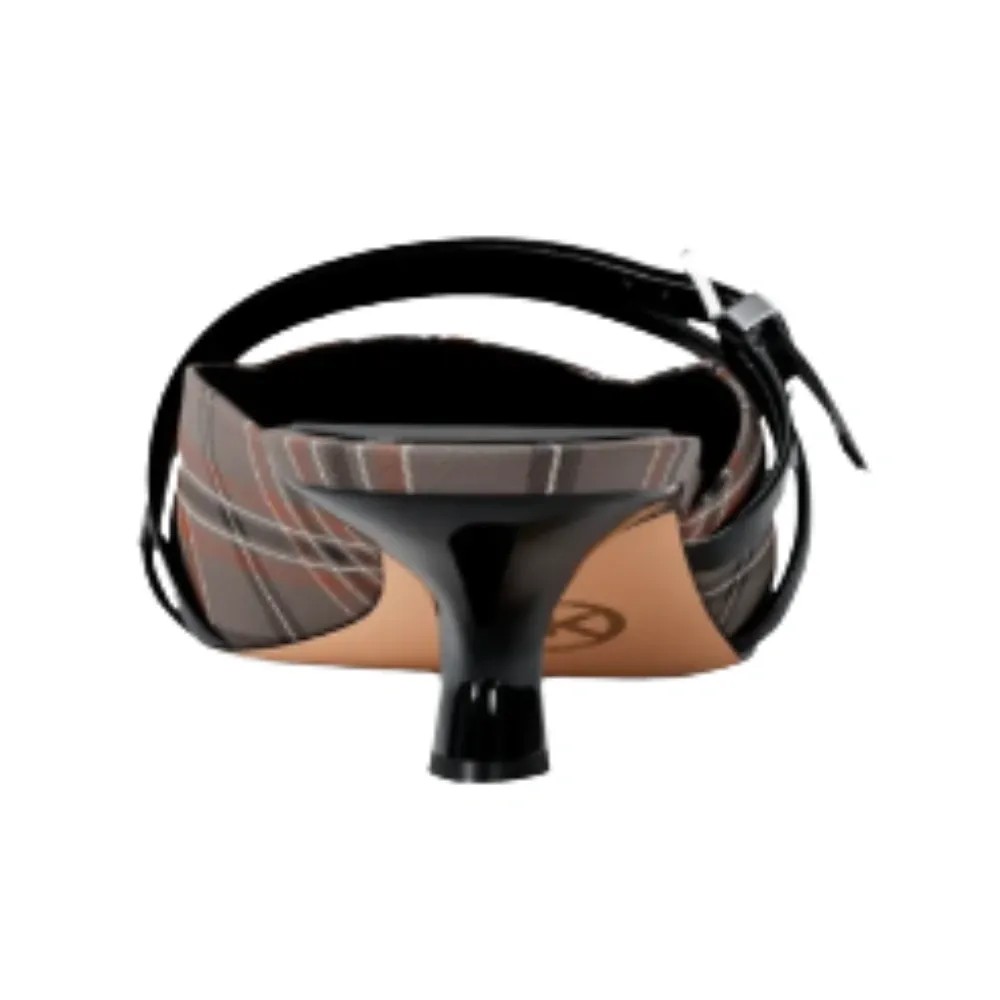 Michael Kors Yvette Plaid Print Kitten Mule Mushroom Mlti - HypeFly India View 2