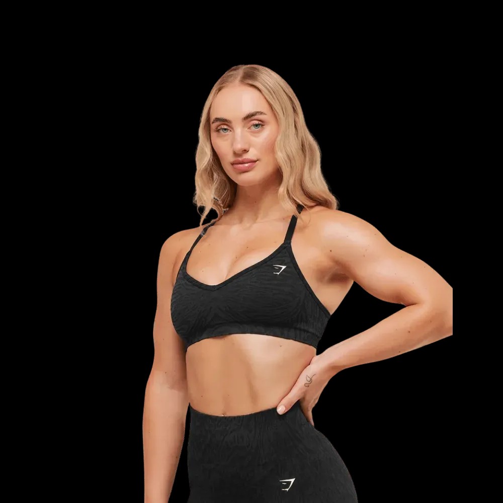 Gymshark Adapt Animal Seamless Sports Bra Black/Asphalt Grey - HypeFly India View 2
