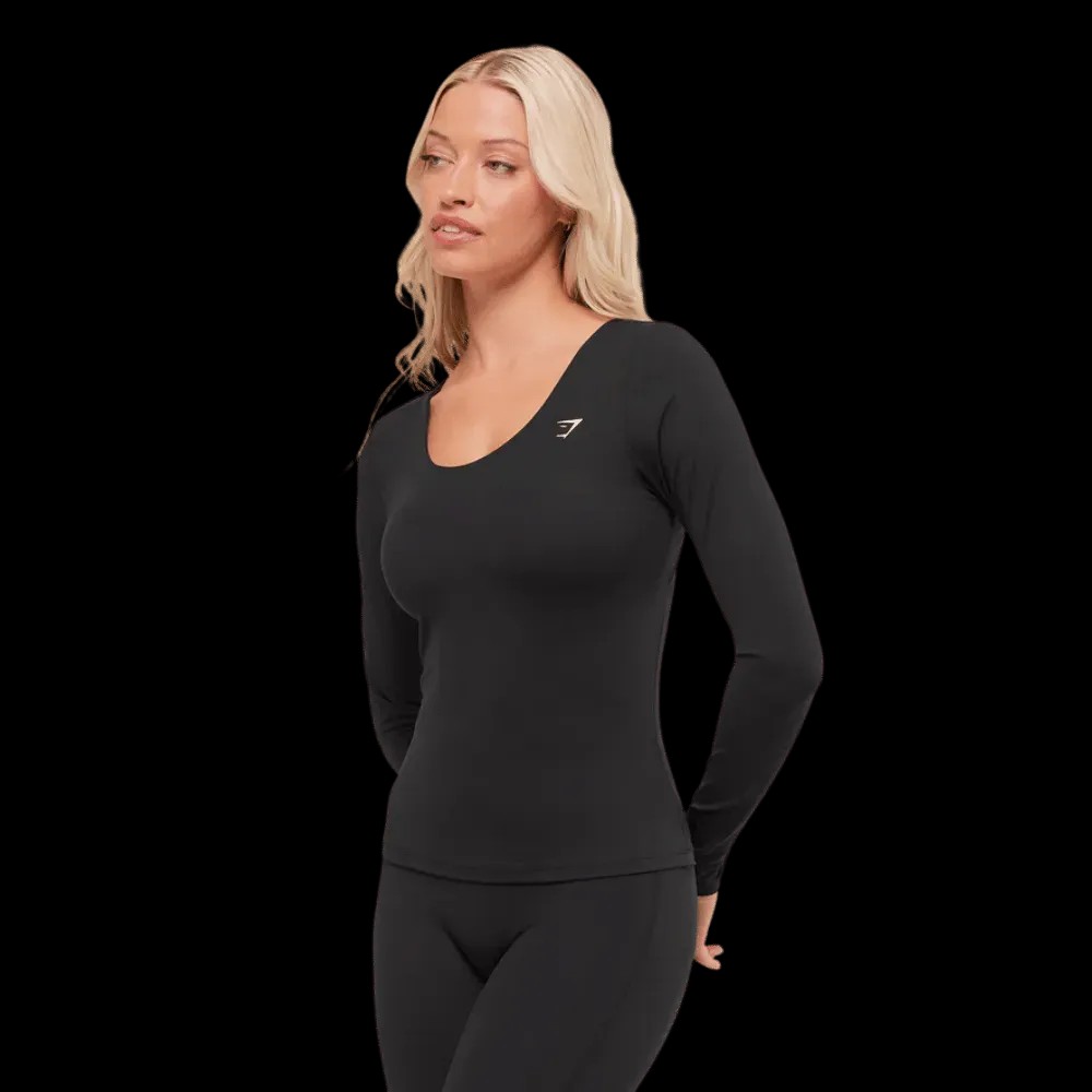 Gymshark Twist Back Long Sleeve Top Black - HypeFly India View 2