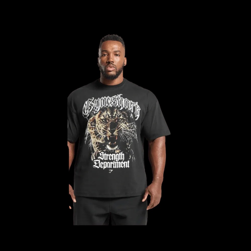 Gymshark Strength Department Animal Oversized T-Shirt Black - HypeFly India View 2