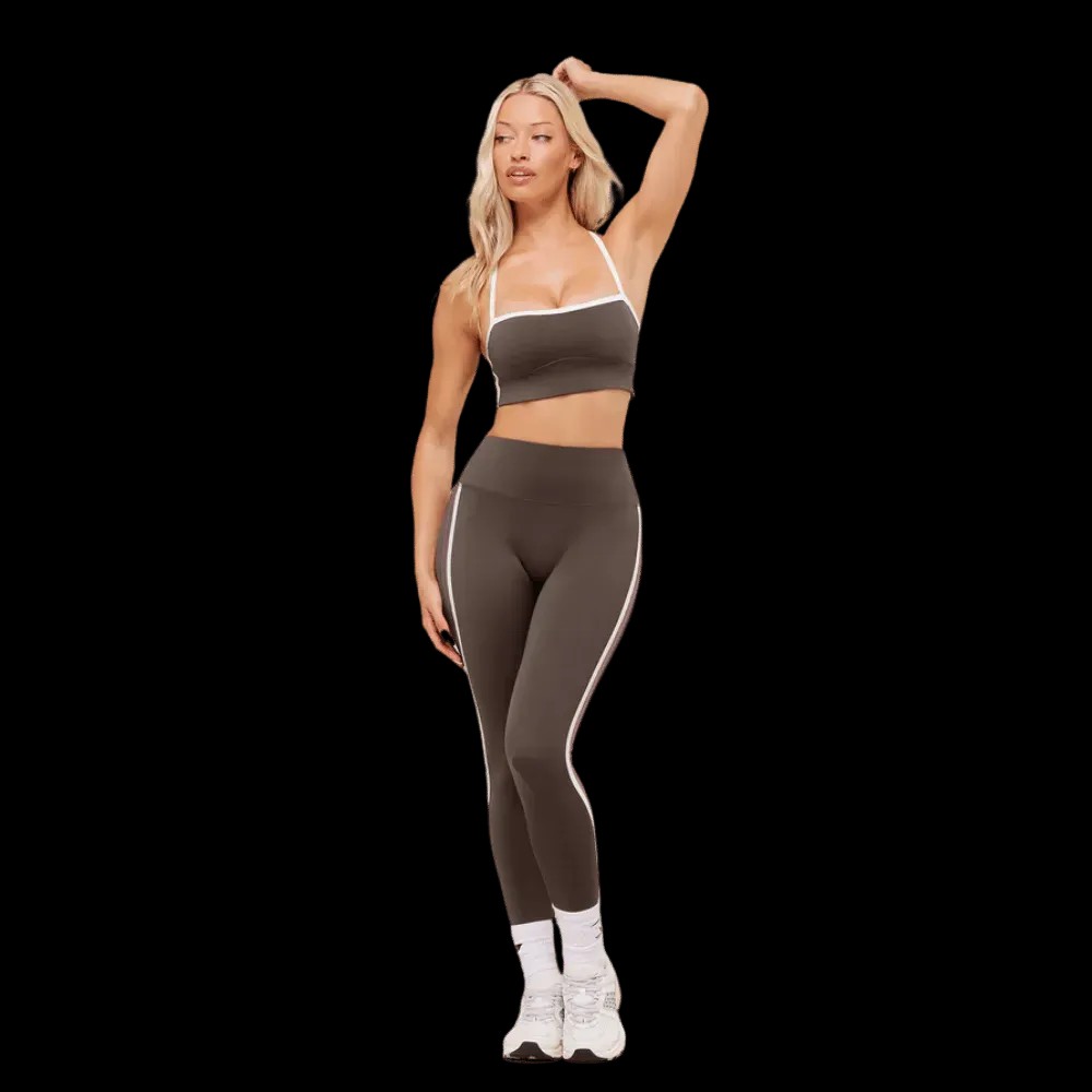 Gymshark Piping Sports Bra Walnut Brown - HypeFly India View 5