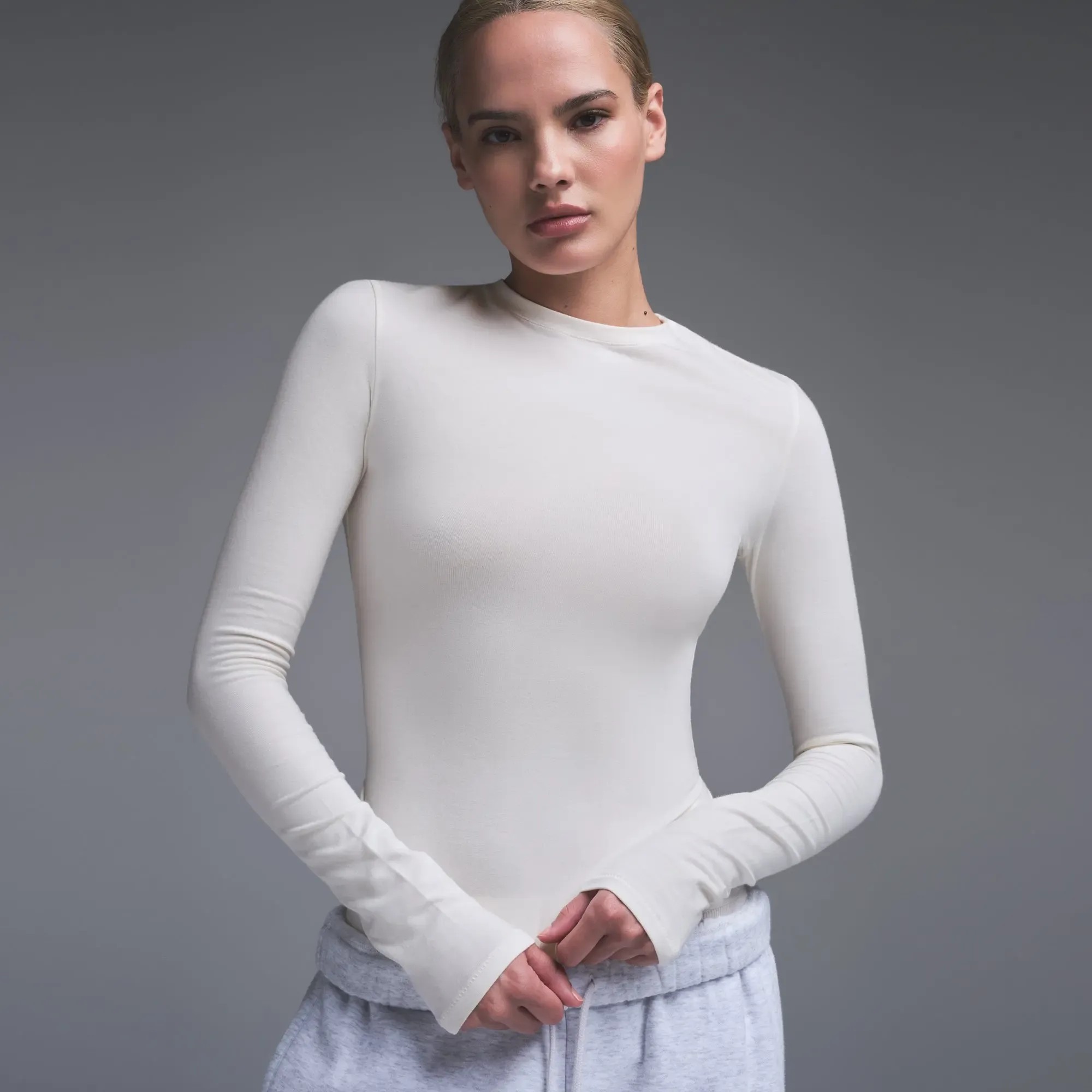 Skims Cotton Jersey Long Sleeve T-Shirt Marble - HypeFly India View 2