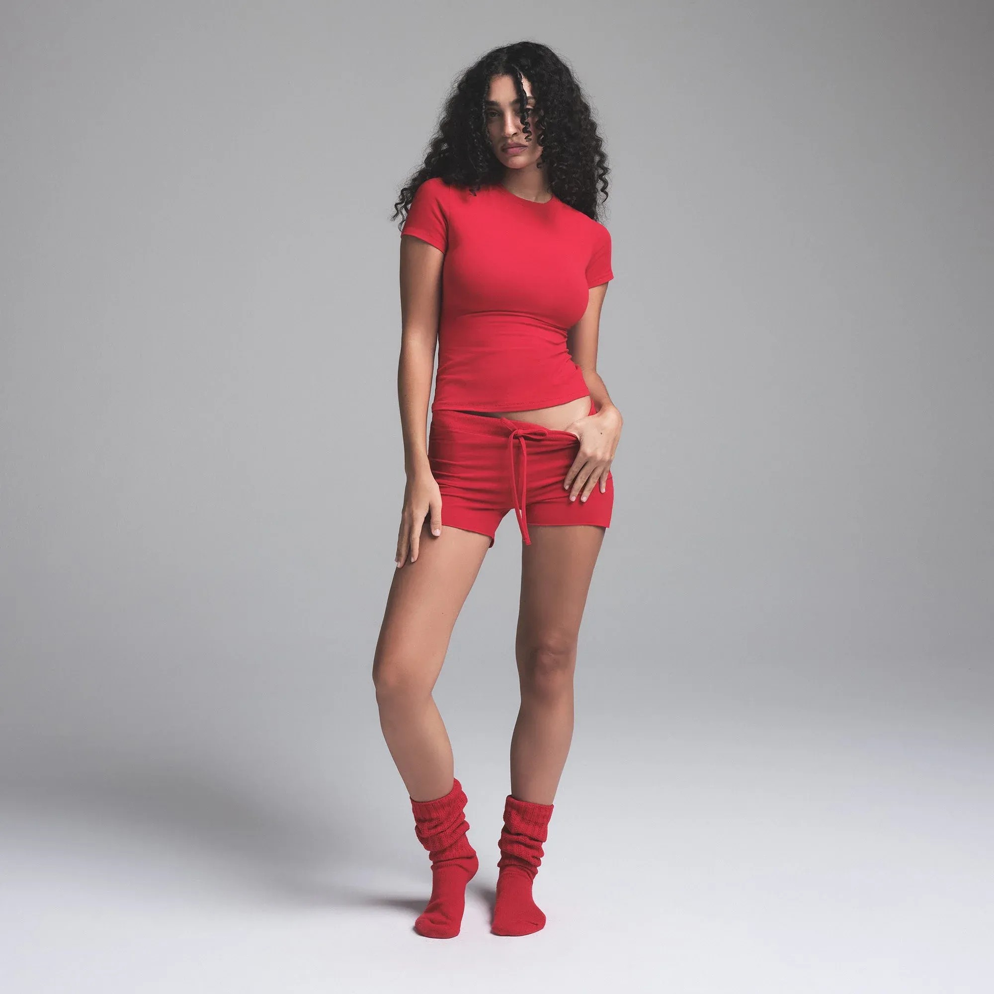 Skims Cotton Jersey Short Sugar Cranberry - HypeFly India View 2