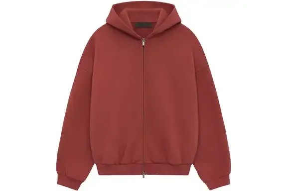 Fear of God Essentials Heavy Fleece Fullzip Hoodie Crimson - HypeFly India View 2