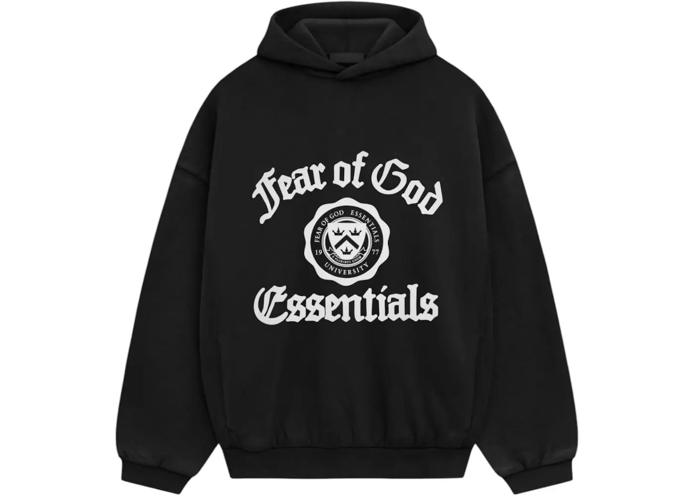 Fear of God Essentials Heavy Fleece Vintage Shrunken HoodieBlack - HypeFly India View 1