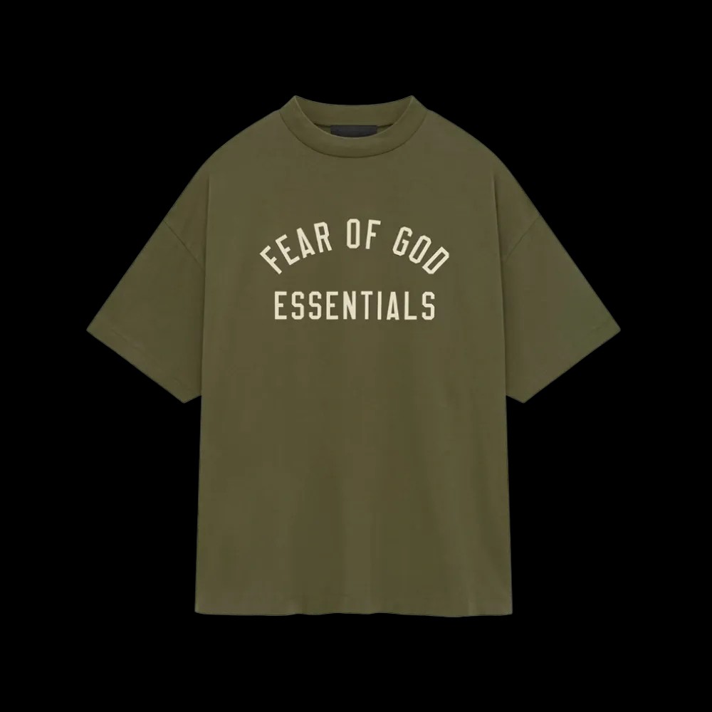 Fear of God Essentials Jersey Crewneck Tee Military - HypeFly India View 1