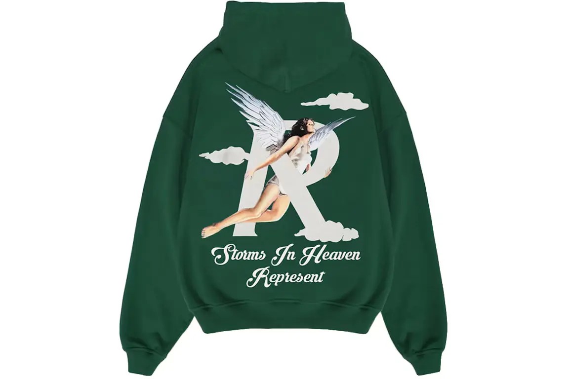 Represent Storms In Heaven Hoodie Racing Green - HypeFly India View 1