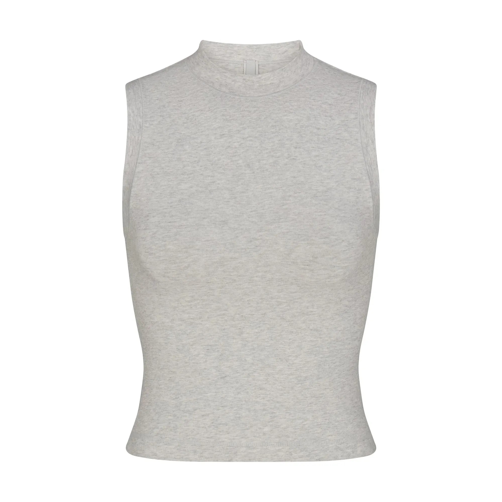 Skims Cotton Jersey Mock Neck Tank Light Heather Grey - HypeFly India View 1