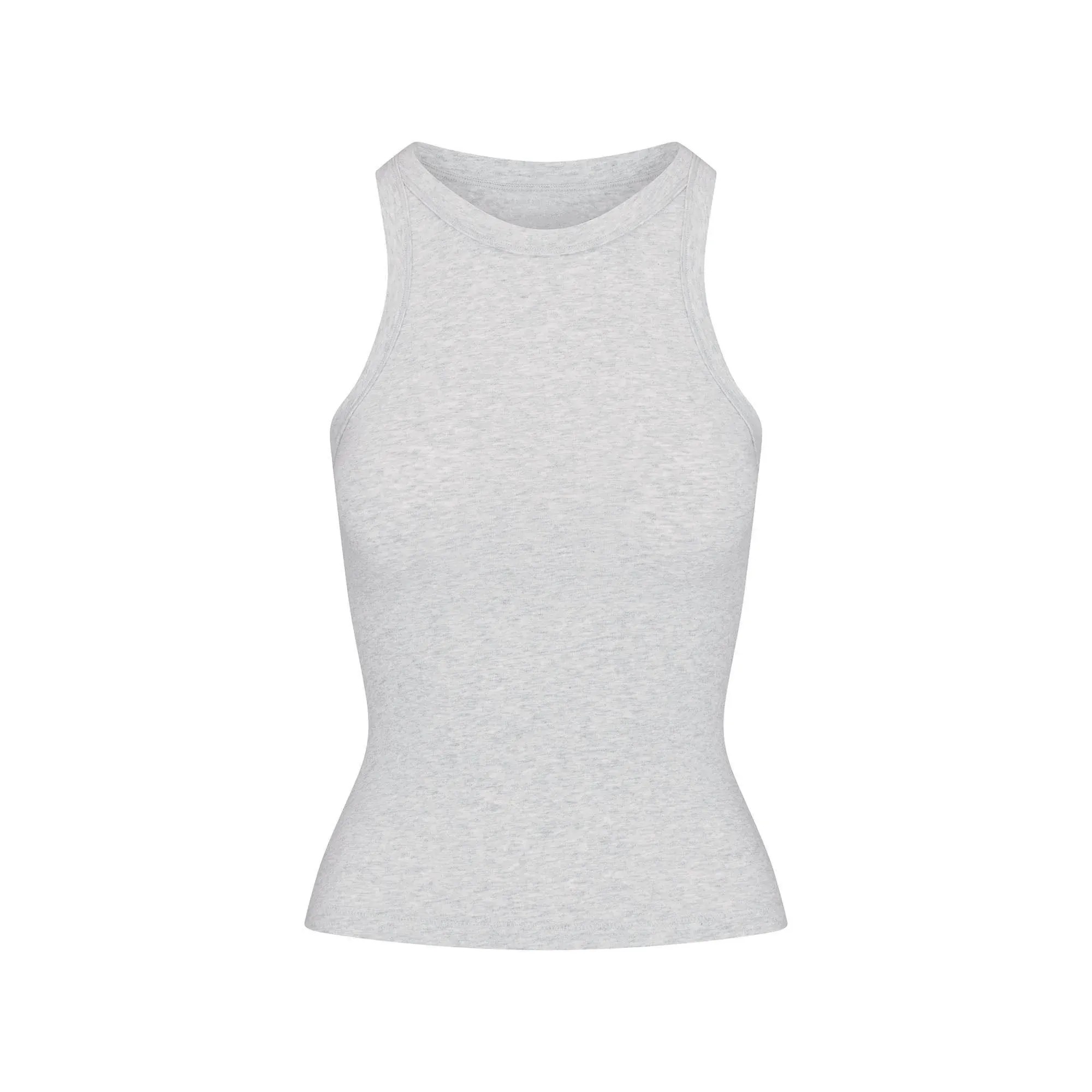 Skims Cotton Jersey Crew Neck Tank Light Heather Grey - HypeFly India View 1