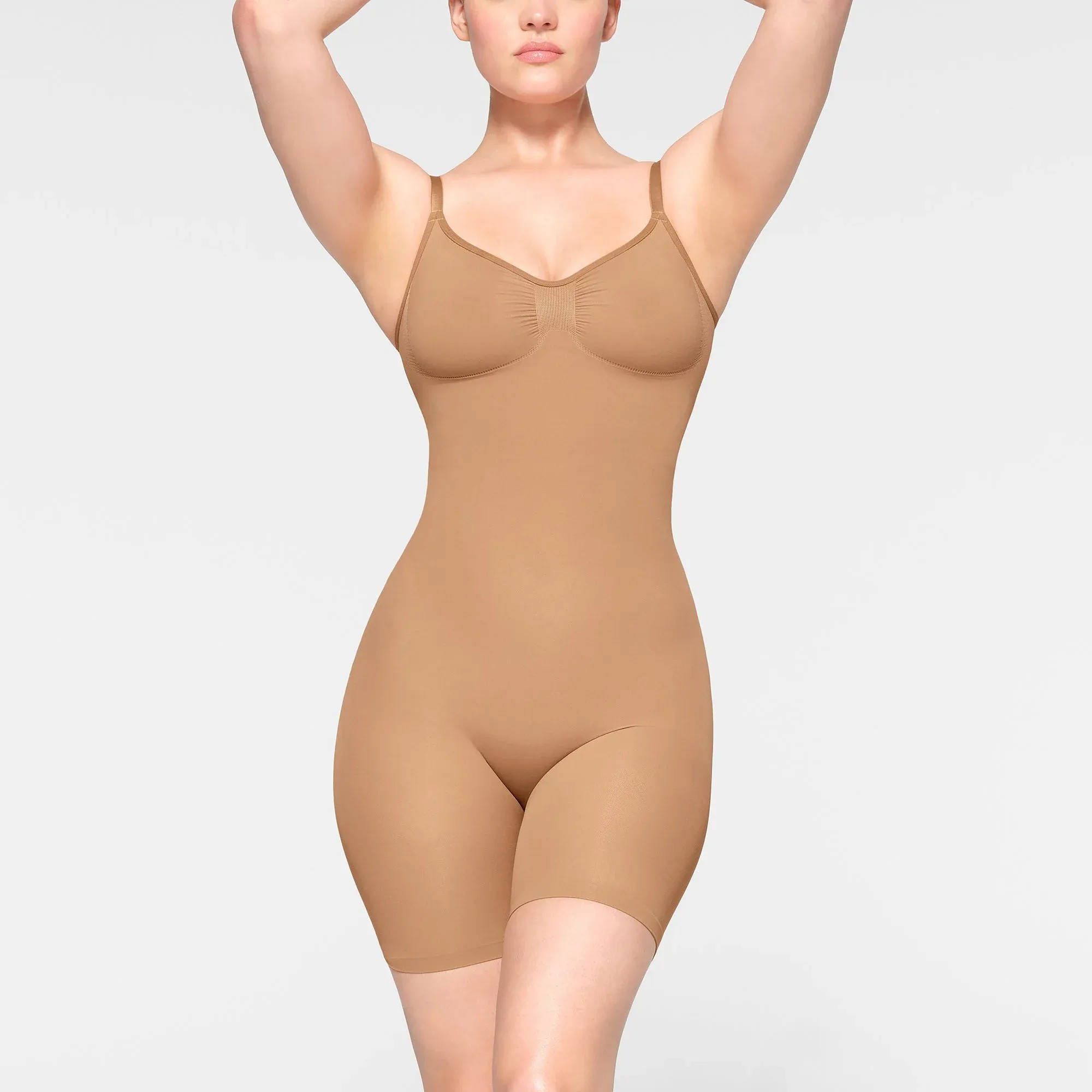 Skims Seamless Sculpt Mid Thigh Bodysuit Ochre - HypeFly India View 2
