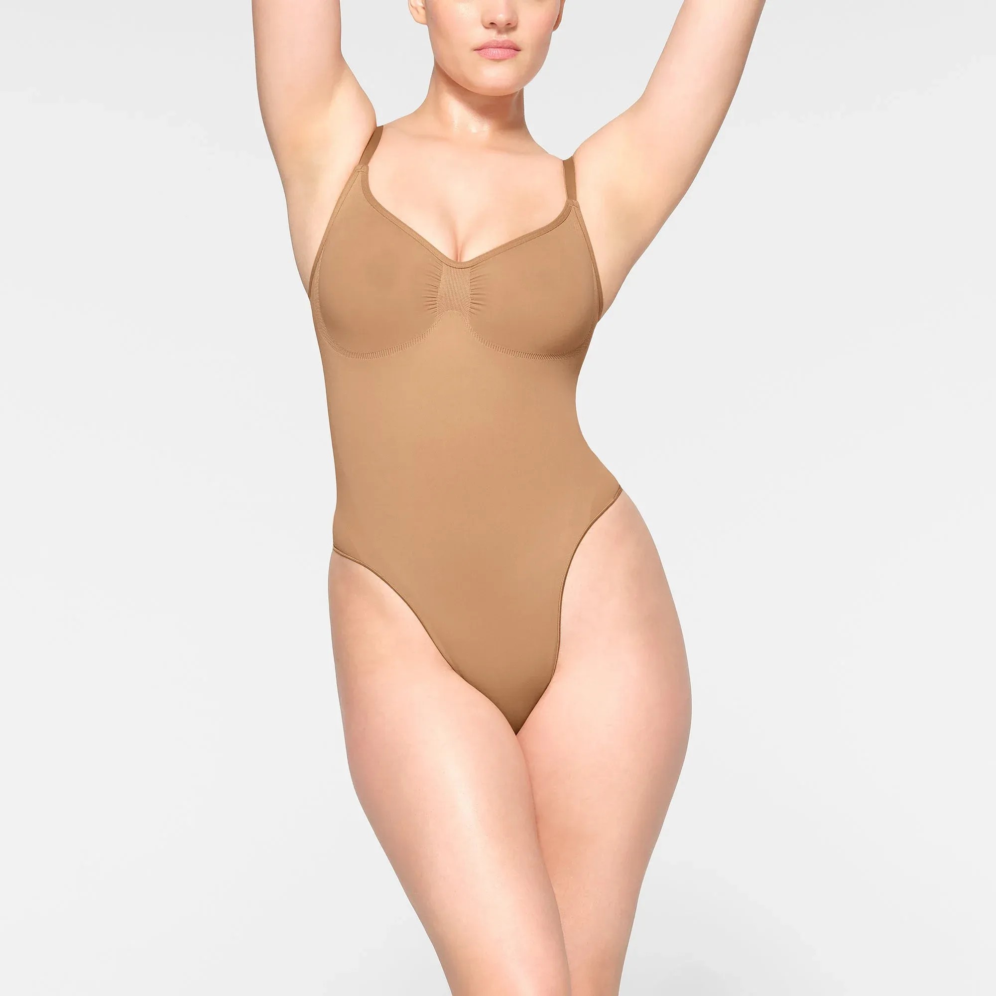 Skims Seamless Sculpt Thong Bodysuit Ochre - HypeFly India View 2